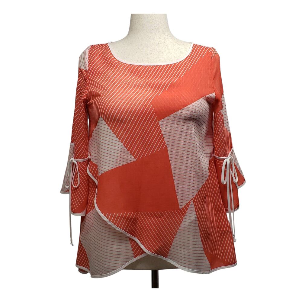 IC by Connie K Lagenlook Tunic Dress XS Artsy Boho Resort Coastal Stripe Top